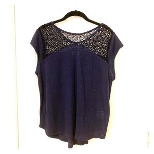 Gorgeous Navy Lattice Top Sz L Petite